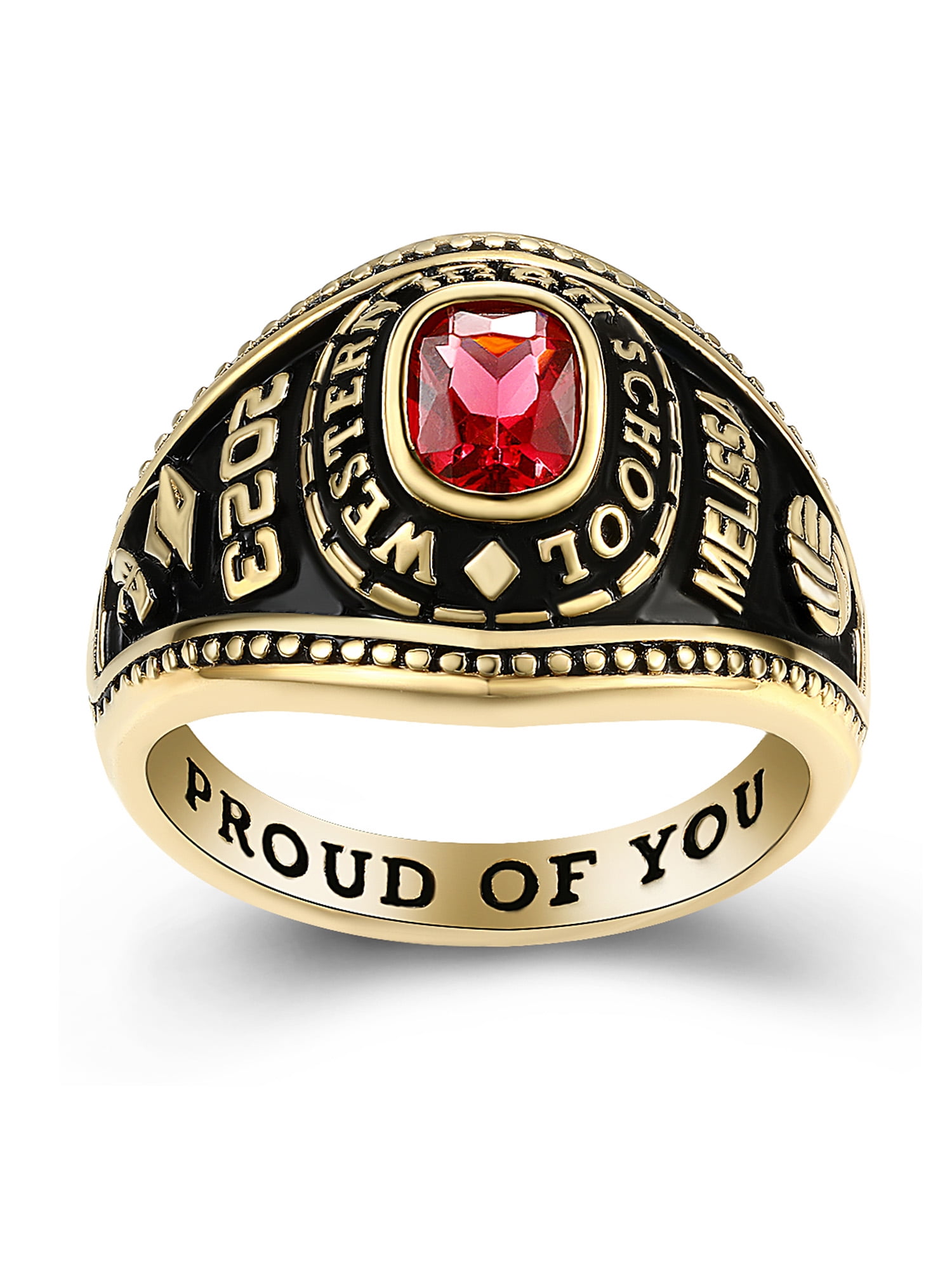 Mementos PJM Customized Women's Class Rings 10kt Yellow Gold for High School or College Graduation