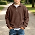 thumbnail image 2 of PureCasa Children's Sweatshirts 3-14 Years Waffle Knit Long Sleeve Sweatshirts Sports Button Collared Casual Pullover Outdoor Winter Tops, 2 of 10