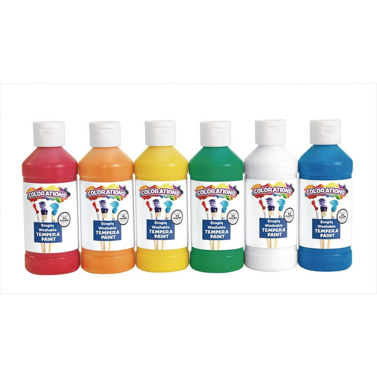 Colorations Simply Washable Tempera Paint - 6 Colors Set (8 fl oz) - Non  Toxic