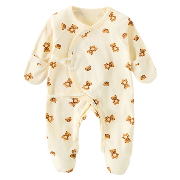 Baby Neutral Onesies Baby Boys' Footies & Rompers Newborn Long Sleeve Onesies Infant Bodysuit With Mitten Cuff 0M-6M