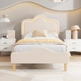 thumbnail image 2 of Garderth Twin Size Bed Frame With LED Lights,Full Size Bed Frame With Adjustable Headboard,Velvet Upholstered Platform Bed Queen With Wooden Slats Support,No Box Spring Needed, 2 of 8