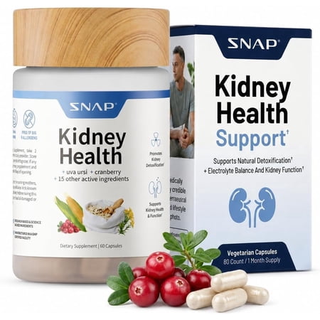 Snap Supplements Kidney Wellness Support with Uva Ursi and Cranberry, 60 Capsules, Dietary Supplement for Adults, Easy-to-Use Capsule Format, Designed for supports kidney and urinary wellness