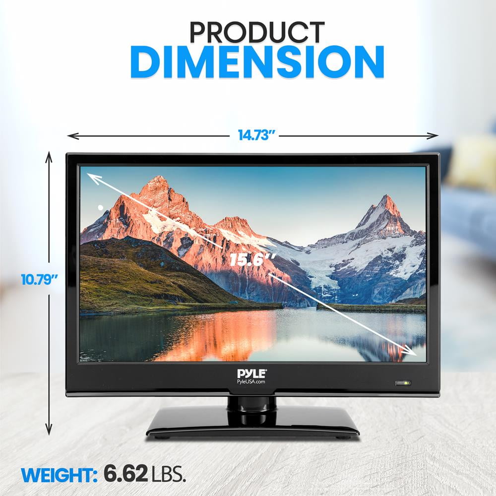 Pyle 15.6 Inch 1080p Slim Flat Screen Monitor FHD Small TV W/ HDMI, RCA, Multimedia Disk/DVD Combo