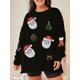 thumbnail image 1 of Sudadera navideña con parches brillantes para mujer, jerseys de cuello redondo y manga larga con estampado de Papá Noel y lentejuelas, blusas de gran tamaño, ropa de calle, 1 of 5