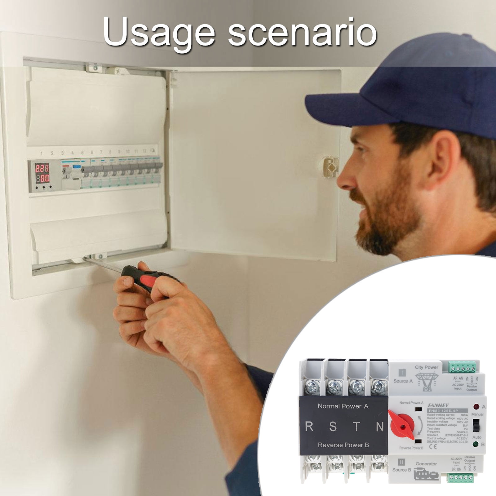 4P Automatic Transfer Electrical Selectors Switches Din Rails Mount Double Power Switches Generator Changeover Switches