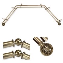 Domovina Ginny 13/16-inch Bay WIndow Double Curtain Rod-Color:Antique Brass