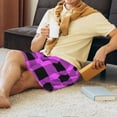thumbnail image 6 of Rocae Purple Black Buffalo Plaid for Men's Soft Sleep Pajama Shorts, Waistband and Pockets, 6 of 9