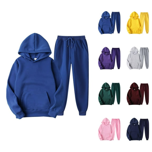Plain Track Suits for Women Set Fall Winter Hoodie and Jogger Sweatpants 2 Piece Matching Sweatsuit Lounge Set