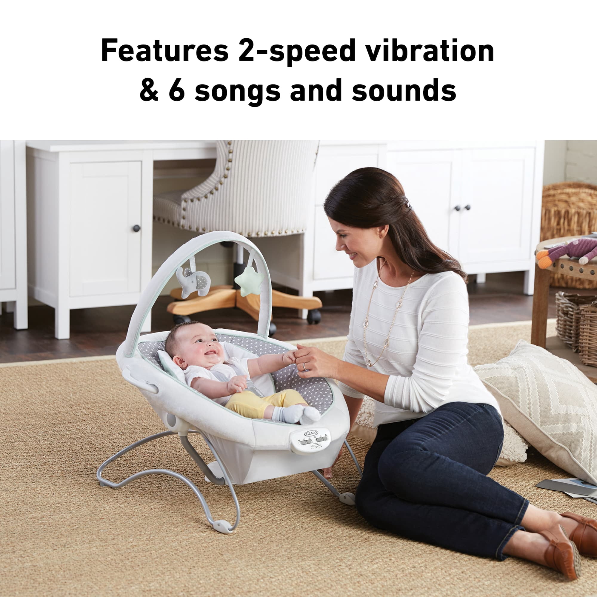 Graco Soothe 'n Sway LX Baby Swing with Portable Bouncer, Derby Grey, Infant