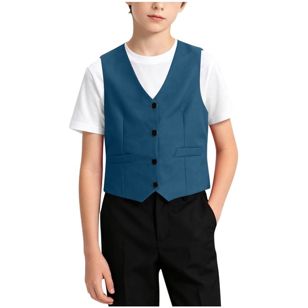 Odeerbi Chaqueta de Traje de Niños Con Cuello En V Chaqueta de Botón Con Bolsillos Chaqueta de Vestido Formal Para La Fiesta de Boda