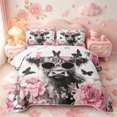 thumbnail image 2 of meiyoeat Farm Highland Cow Quilt Full,Countryside Floral Blossom Full Bedspread Sets,3 Pieces,1 Coverlet and 2 Pillowcases, 2 of 7
