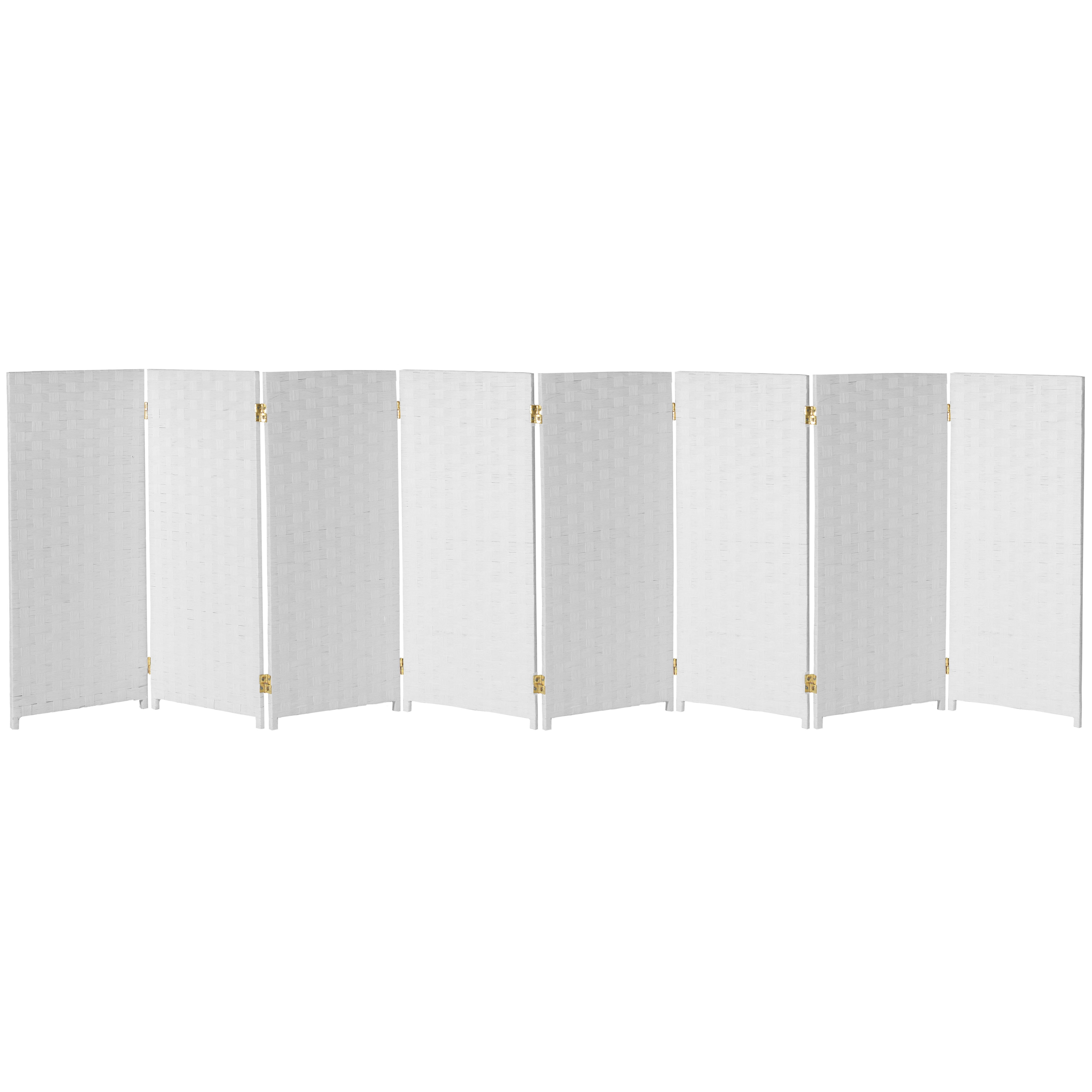 Red Lantern 3 ft. Short Woven Fiber Folding Screen - White - 8 Panel