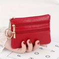thumbnail image 1 of PENGX Mini Solid Color Zipper Wallet  Minimalist Textured Coin Purse  Versatile Lightweight Card Bag For Women, 1 of 7