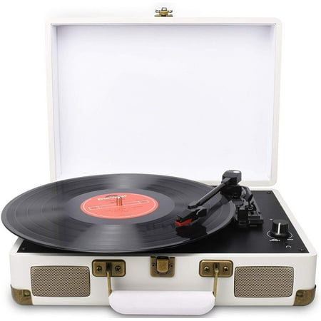 DIGITNOW Turntable Record Player 3 Speeds with Built-in Stereo Speakers, Supports USB / RCA Output / Headphone Jack / MP3 / Mobile Phones Music Playback, Suitcase Design
