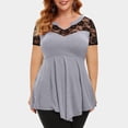 thumbnail image 2 of asdoklhq Womens Plus Size Tops Clearance,Plus Size Women Solid Floral Lace Asymmetric Tops Blouse, 2 of 6