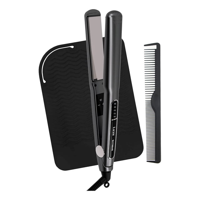 Plancha para Cabello Lizze Extreme 480°f Titanio + Tapete Térmico + Peine Fibra de Carbono