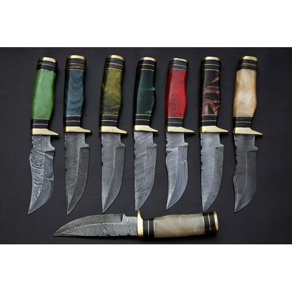 15 pieces Damascus steel skinning knives lot with Sheath, Damascus knife deal OM-1005