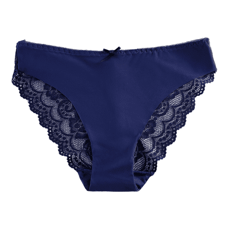Fulorrnie Underwear for Women Plus Size Cheeky Seamless Breathable Panties Cute Elastic Waist Briefs No Show Panty  Dark Blue  L