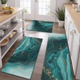 thumbnail image 2 of Teal Gold Marble Pattern Kitchen Rugs Sets Of 3,Kitchen Runner Rugs Non Skid Washable,Decorative Kitchen Floor Mats for Kitchen,Sink,Laundry,17"x30"+ 17"x47" + 17"x59", 2 of 6