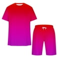 thumbnail image 5 of UVEASISHA Mens Short Sets 2 Piece Casual Outfits Gradient Tracksuit Sweatshirt and Drawstring Shorts Set Hot Pink XXXL, 5 of 5