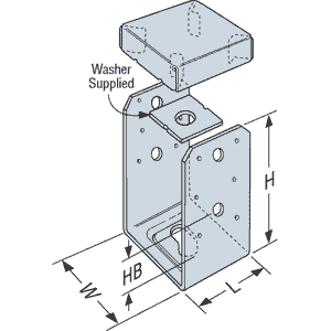 ABU44Z Uplift Post Base, Galvanized Steel, 10 & 12 Gauge, Adjustable, 4 x 4-In. - Quantity 1