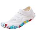 thumbnail image 3 of Domuza Women’s Barefoot Water Shoes, Breathable Knit Quick-Dry Swim Shoes with Colorful Non-Slip Sole for Beach, Pool, and Water Sports White 8.5（EU-41）, 3 of 6