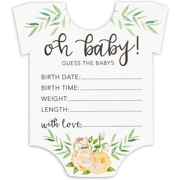 Baby Shower Prediction Cards (5.6 x 5 in, 50 Pack)