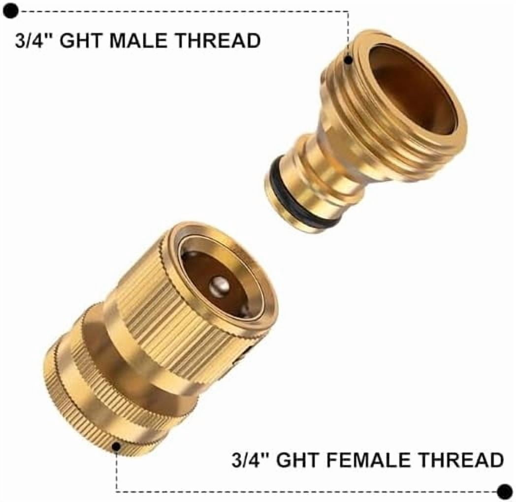 8 Pcs 3/4 Inch Garden Hose Quick Connector Fittings, Solid Brass Water Hose Connectors, No-Leak Female and Male Quick Connect Set