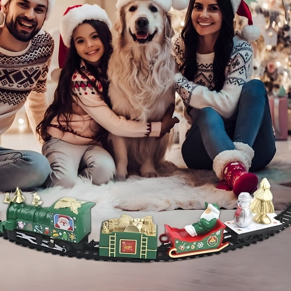BESTSKY Electric Train Set Toys - Toy Model Train Set Under the Christmas Tree with Sounds and Lights - Educational Train Toy for 3 4 5 6 7 Years Old