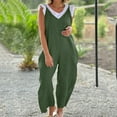 thumbnail image 4 of Baqcunre One Piece Jumpsuits For Women Women'S Sleeveless Jumpsuit Summer Wide Leg Bib Pants Bottons Jumpsuit Romper With Button Pockets Button Sweatpants Pants For Women Green S, 4 of 6