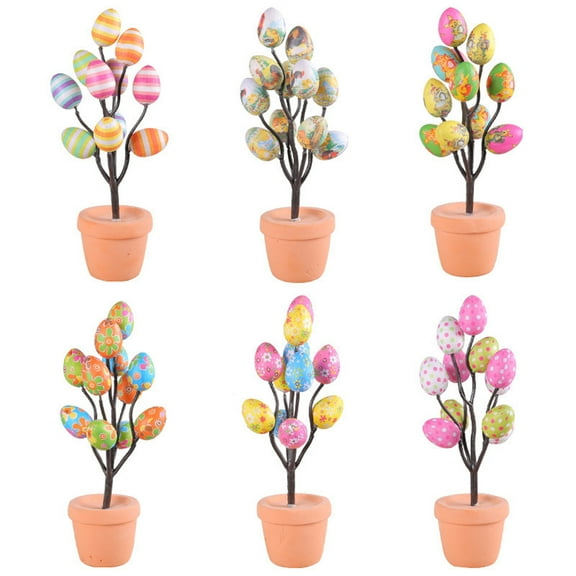 Easter Artificial Eggs Tabletop Tree Decor, Colorful Easter Egg Bonsai for Spring Party Decorations