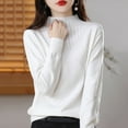 thumbnail image 5 of Gyexs Turtleneck Tops for Women Soft Turtleneck Long Sleeve Wool Sweater Fall Loose Knit Pullover Sweater Tops Fall Winter Outfits, White, Size XXL, 5 of 6