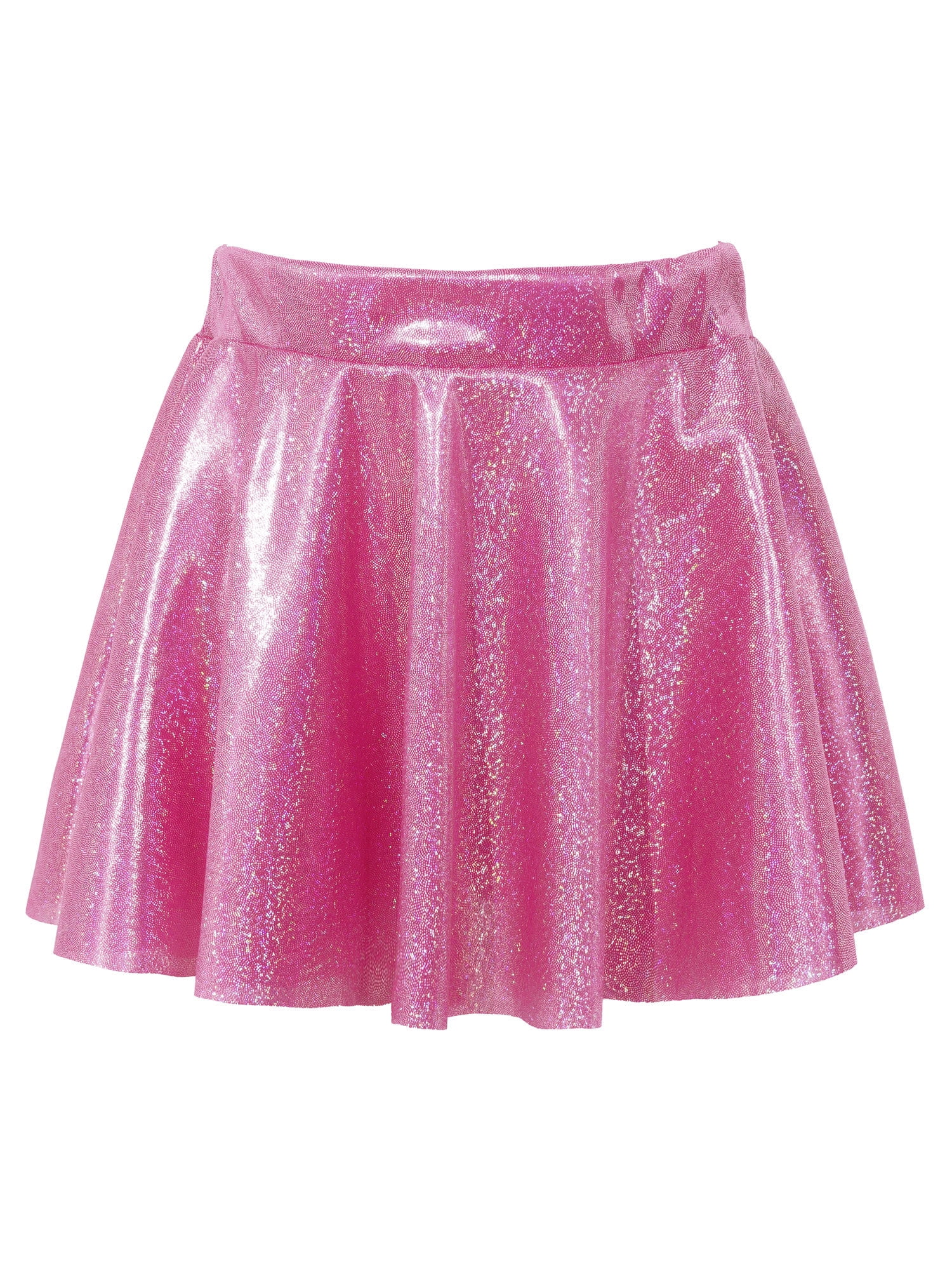 Damen Metallic Skater Rock - Sparkly Plissee Mini Rock Mit A-Line Schnitt