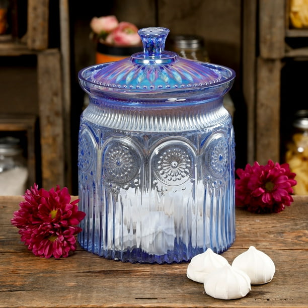 The Pioneer Woman Luster 9.1Inch Glass Cookie Jar, Blue