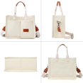 thumbnail image 6 of AOUNQ Canvas Tote Bag for Women Trendy Purse and Handbags Work Tote Bags with Pockets Crossbody Satchel Bag,Beige, 6 of 6