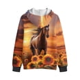 thumbnail image 4 of KUIFORTI Flower and Horse Boys Oversized Hoodie Sweatshirt 14-16 Years Fleece-Lined Cozy Full Zip Hoodie With Front Pockets Elastic Fabrics Fall Winter Outwear for Daily Life, 4 of 6
