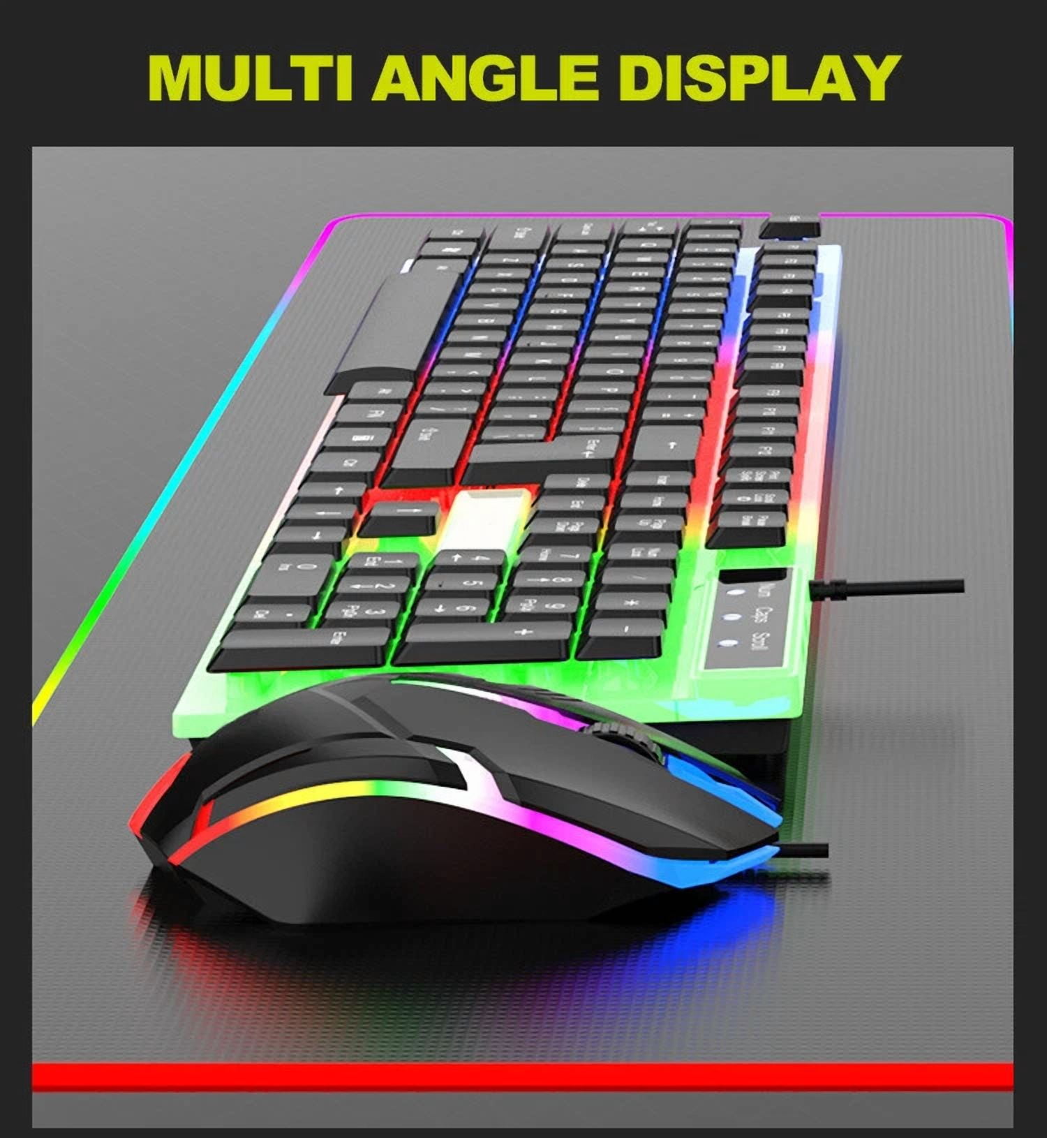 RHEA- Gaming Keyboard And Mouse Led Light Backlit Mechanical Feel For Computer Desktop