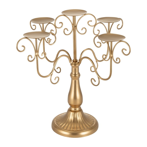 Candle Holders, 2-Pack 5-Arm Vintage Elegant Gold Candelabra Set, Decorative Centerpiece for Wedding, Dining Room