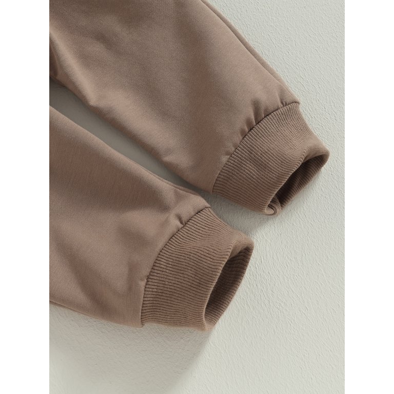 Toddler Baby Boy Football Outfit Letter Long Sleeve Sweatshirt Jogger Pant Game Day Newborn Boy Fall Winter Clothes (Brown, 0-6 Months