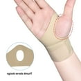 thumbnail image 2 of 1Pc Wrist Guard Fasten Tape Breathable Ultra-thin Sweat Absorption with Thumbhole Pain Relief Extra Soft Moisture Wicking Sports Wristband Wrist Wrap Sports Supplies-Beige,Right Hand, 2 of 8