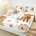 thumbnail image 3 of Homewish Farmhouse Highland Cow Full Size Sheets,Multicolor Country Floral Bed Sheets,White Brown Sheet Sets For Girls,Breathable Home Decor,4pcs, 3 of 7