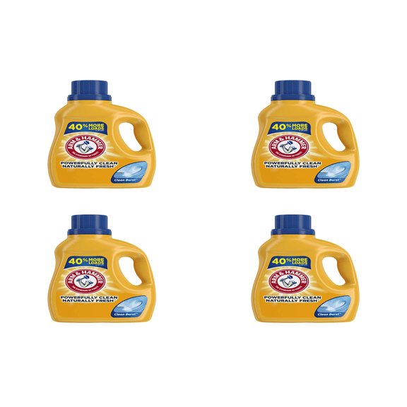 Arm & Hammer Clean Burst Laundry Detergent( 4 X 33 fl oz)  – 4 Pack Bottles (40 Loads Each)