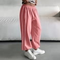 thumbnail image 4 of hlysgo Track Pants for Women Wide Leg High Waisted Baggy Joggers Pant Side Stripe Drawstring Ankle Trousers with Pockets Pink,M, 4 of 5