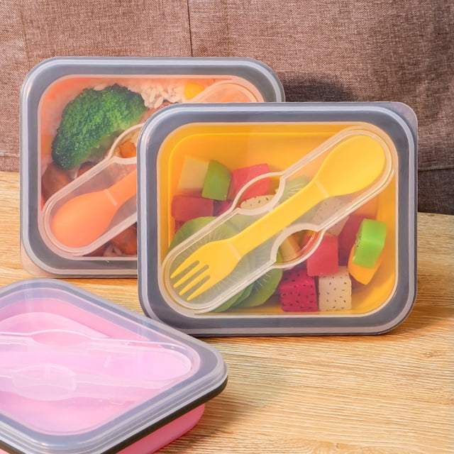 Iumwxz Lunch Box Lunch Bag Foldable Storage Box Microwave Lunch Box Outdoor Lunch Box Bento Box Red Silica Gel Rollbacks on Essentials