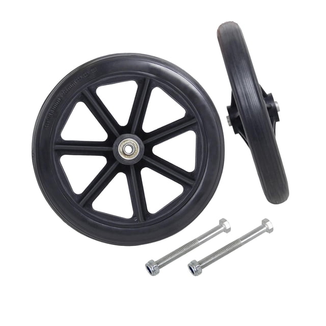 pitrice 2x Front Wheel 8inch Bearing Casters for Wheelchairs Rollators Walkers Black