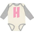 thumbnail image 3 of Inktastic Pink and White Polka Dots Letter H Boys or Girls Long Sleeve Baby Bodysuit, 3 of 5
