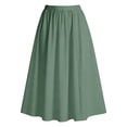 thumbnail image 7 of XIAOCHA Summer Midi Skirt for Women Solid Elastic Waist Side Pocket Flowy Loose Casual Everyday Long Skirts, 7 of 7