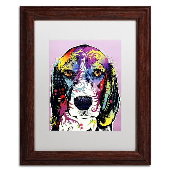 Trademark Fine Art "4 Beagle" Canvas Art by Dean Russo, White Matte, Wood Frame