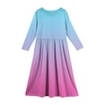 thumbnail image 4 of Abcomgle Girls Maxi Dresses Casual A-Line Long Sleeve Maxi Dress Gradient Crew Neck Sundresses Holiday Swing Dresses with Pockets,Blue, 4 of 5