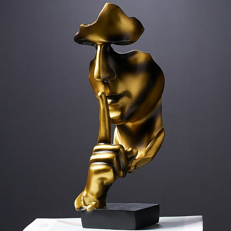 Thinker Statue, Silence Is Gold Abstract Art Figurine, Modern Resin  Sculptures Decorative Objects Desktop Home Decor for Creative Room, Office  Study